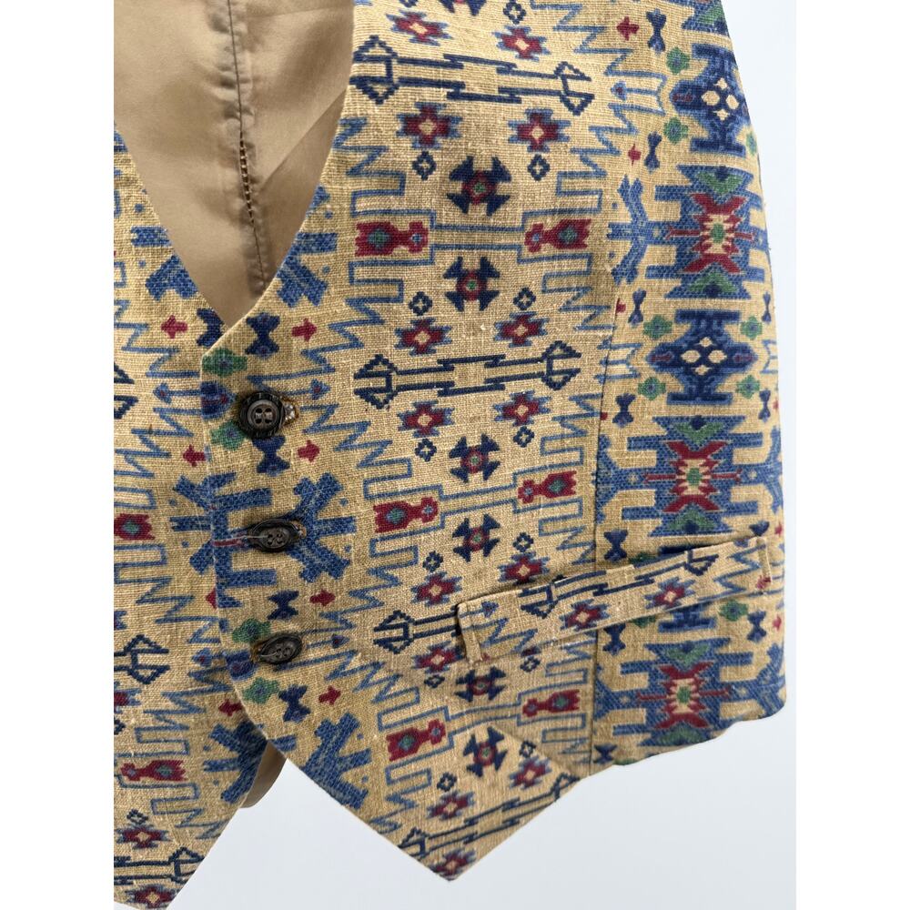 Southwestern Tapestry Vest Aztec Tribal Western Boho Festival Ranchwear Vest - Picture 3 of 5